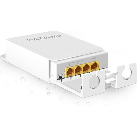 Outdoor Gigabit PoE Extender, 14.8 x 9.8 x 3.4cm PoE Switch 4 Port, Extenseur PoE Gigabit Extérieur à 4 Ports, Extender PoE Gigabit Extérieur 1 en 3 Sorties pour l'extérieur, Plug and Play (1/5)
