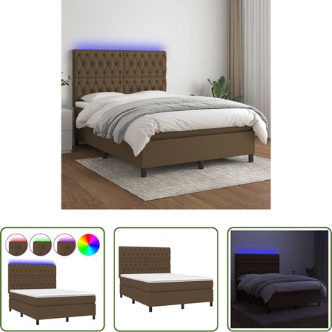 Matratze - Boxspringbett mit Matratze & LED Dunkelbraun 140x190 cm Stoff (1/5)