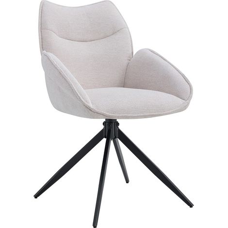 Chaise de salle à manger pivotante MOOREA – Tissu beige – Pieds en métal noir – Hauteur 90 cm – Style design/industriel (1/5)