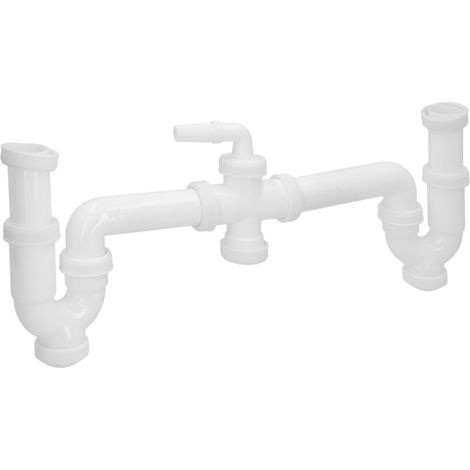 Siphon double avec sortie raccord 1 1/2" Ø 40 mm extra long (1/4)