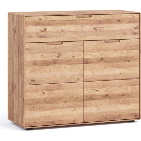 Kommode 100 cm breit modern in massiver geölter Eiche KALAMANTA-69 (1/5)