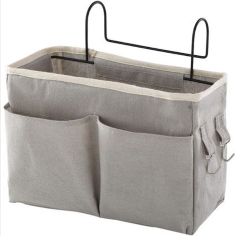 QORVA-1 Pièce(Gris) Poche de lit,Organisateur Etagere Lit en Toile Imperméable Panier de Lit Chevet Suspendu,Poche de Lit pour l'école de Bureau à Domicile