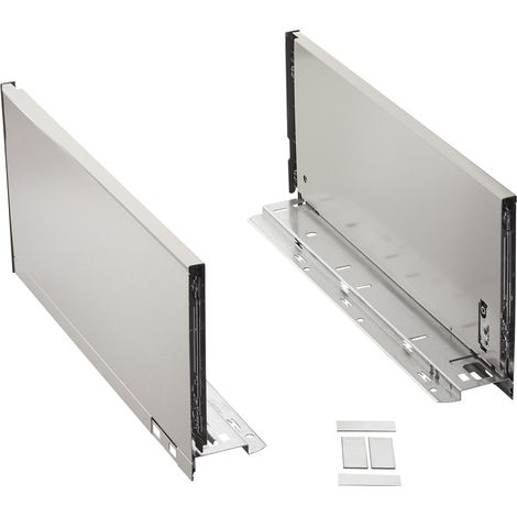 BLUM Schubkastenzargen LEGRABOX pure Edelstahl mit Anti-Fingerprint inkl. Abdeckkappen 770C6502I Nennlänge 650 mm, Systemhöhe C 176,8 mm
