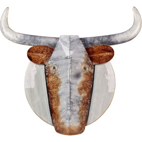 Wandobjekt Stier ERBIUM Metall 41 cm Grau
