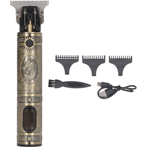 Tondeuse à Cheveux Professionnelle Portable Rechargeable avec Affichage LCD - Coiffure Dragon Tête Dorée pour Usage Extérieur (1/5)