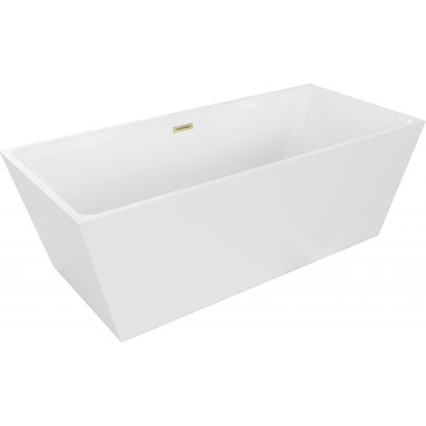 Mexen Lita freistehende Badewanne 170 x 75 cm, weiß, gebürsteter Goldüberlauf - 52121707500-55 (1/5)