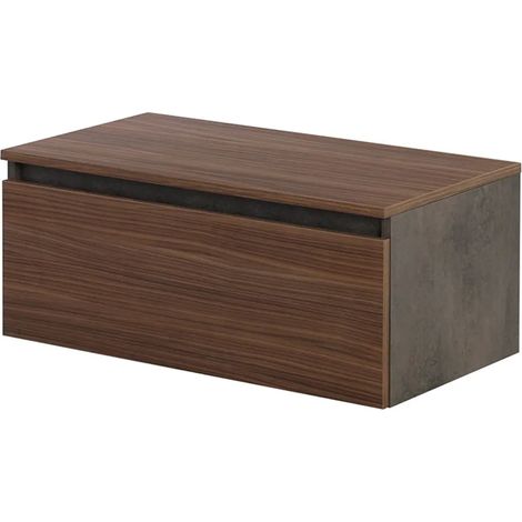Cassettone bagno sospeso 80 cm soft-close ossido e noce canaletto Kleo