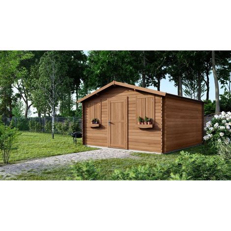 Casetta da giardino in legno - 16m2 - 4x4m - impregnata - 28mm - colore: marrone - DOM144 (1/5)