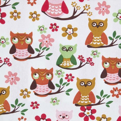 HOMESCAPES Stoff Meterware Owls 150 cm Breite