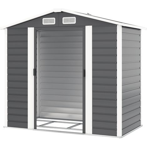 Metall-Gartenhaus mit Schiebetüren und Schlüsselschloss, 2,1 x 1,2 x 1,9 m, Dunkelgrau
