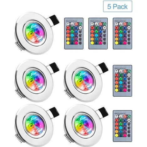 KZQ – Spot encastrable LED RGB 5 pièces – 16 couleurs dimmables – Tension 85-265V – Luminosité 180 LM – Installation facile pour salon et salle de bain (1/5)