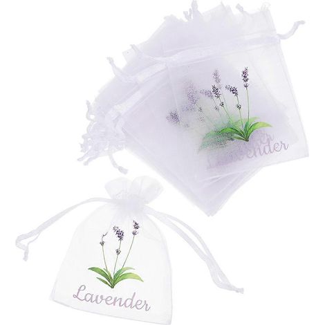 Sachets blancs vides pour lavande, pochettes en filet à cordon, lot de 50 (1/5)