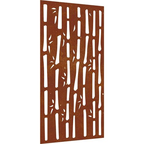 Décoration murale jardin 105x55 cm acier corten design bambou