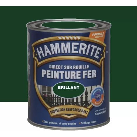 Peinture Fer Hammerite Direct sur Rouille Brillant Vert buisson 0,75 L (1/2)