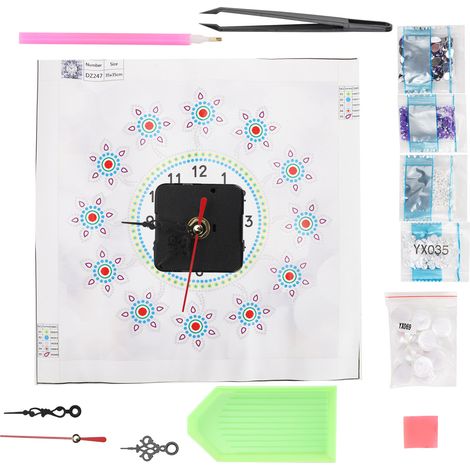 Horloge murale décorative avec broderie diamant à faire soi-même pour le salon, grande taille, design luxueux et créatif avec diamants non sertis DZ247 (1/5)