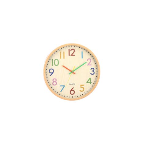 Orologio da parete silenzioso per bambini, colorato e di facile lettura, ideale per aula, scuola, cucina, soggiorno, asilo nido (diametro: 30 cm) - Crezuo