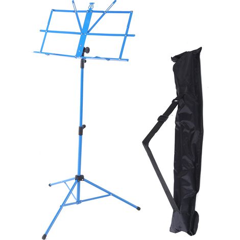 Pupitre de musique compact en métal bleu, étagère portable pliable, support réglable en hauteur, montage facile, usage familial (1/5)