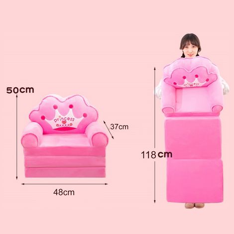 Direkt vom Hersteller: Niedliche, klappbare Kindersofas mit Cartoon-Motiven, geeignet für Jungen, Mädchen, Babys und Kleinkinder, mit rosa Kronenmuster und 3 Ebenen. (1/5)