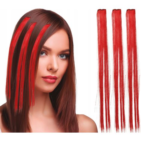 Fasce per capelli, fasce per capelli rosse, carnevale, discoteca, anni '80, ballo di fine anno, 50 cm, 3 pezzi (1/4)