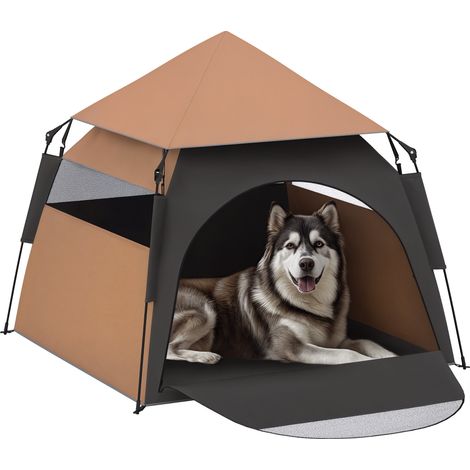 Tente pour animaux, tente pour chien, pliable, résistante aux intempéries, niche pour grands chiens, marron foncé