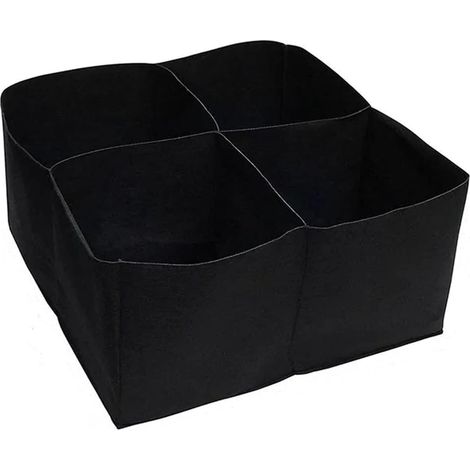 2er-Set Pflanzsäcke – Quadratisch 60 x 60 x 30 cm – Schwarzer Filz – 4 Fächer – Optimale Drainage – Für Gemüse und Blumen (1/5)
