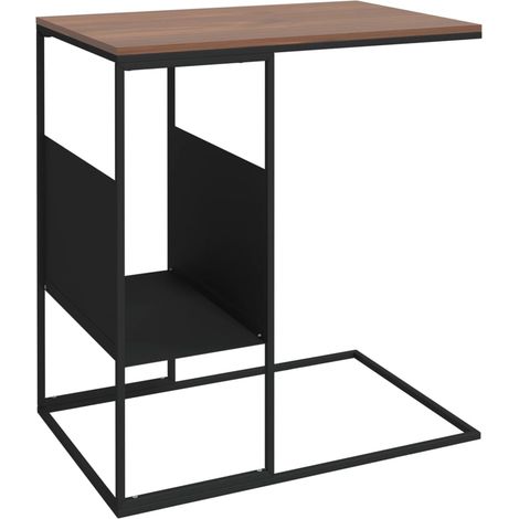 Table d'appoint en forme de C bout de canapé 55 x 36 x 59,5 cm bois d'ingénierie marron et fer DEC040295