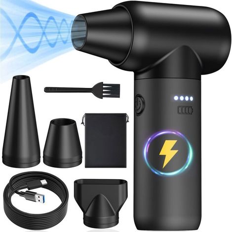 18000RPM Compressed Air Dust Collector - Compressed Air Tank Replacement 3 Speed Adjustable Jet Blow Hair Dryer Suitable for Cars, Computers, Keyboards
