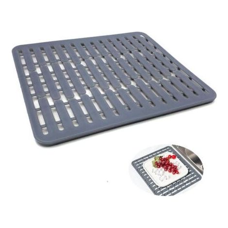 32.5x28.7x1.1cm,gris– Tapis de fond d\\'évier en silicone ou protège évier - Petit format (1/5)