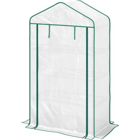 Serra da giardino, serra da balcone, serra a 4 ripiani, 90 x 49 x 160 cm, acciaio zincato, copertura in PE ad alta densità removibile, bianca -Crezuo