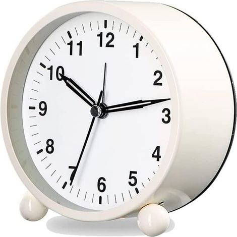 MINKUROW Reloj Redondo Funciona Con Pilas Dormitorio Reloj Fuerte Decoración De Mesa Blanco (1/5)