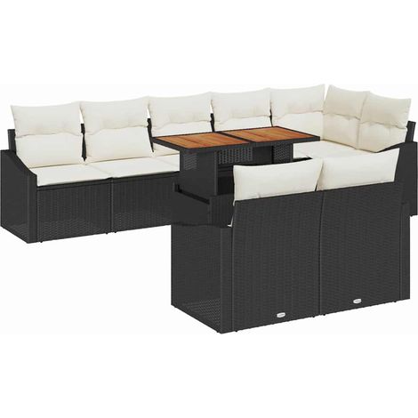 Garden Sofa Set with Storage 9 pcs Black Poly rattan vidaXL