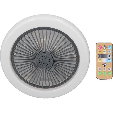 Petit ventilateur de plafond avec éclairage, pales fermées, moteur en cuivre pur, 3 vitesses réglables, douille E27, idéal pour balcon, salle de bain, placard ou garage. (1/5)