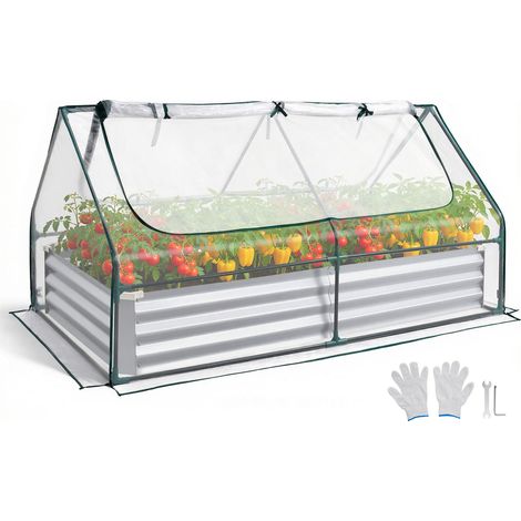 VEVOR Fioriera Rialzata con Copertura 1800x900x300 mm, Aiuola Rialzata Rettangolare per Giardinaggio in Metallo da Esterno Fioriera Serra per Coltivazione Fiori Verdure Piante Orto Giardino (1/5)