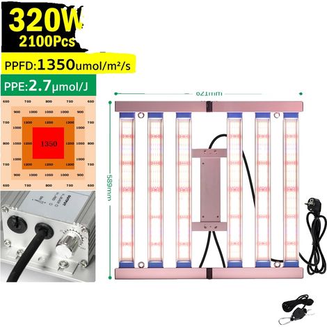 LED-Pflanzenlampe, Vollspektrum, hohe Leistung, 320 W (1/2)