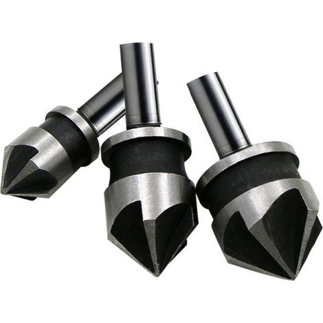 Foret chanfrein 3Pcs - acier carbone 90° - bois/plastique/alliage aluminium (1/5)