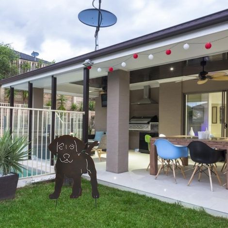Figura de perro de metal para jardín – Silueta decorativa de animal para uso exterior, patio, balcón – Material: hierro, Dimensiones: 30 x 47 cm (1/5)