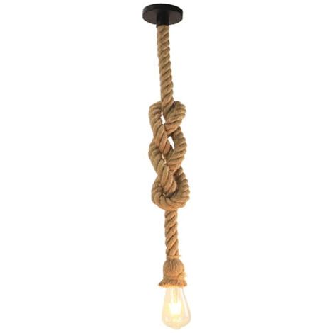 royaluxe- Lampe À Suspension Rétro Vintage Suspension En Corde De Chanvre (150CM) E27 Lustre Antique Pour Salle À Manger, Bar, Restaurant