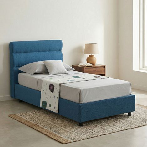 Cama Individual Brenta, Desenfundable, con Cajón Hecho en Italia, Tamaño Colchón 80x200 cm, azul (1/5)