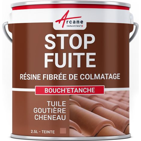 Arcane Industries – Peinture fibrée d'étanchéité 2.5 L – Colmatage fuites tuiles, gouttières, chenaux – Résine acrylique, film souple, insensible à l'eau