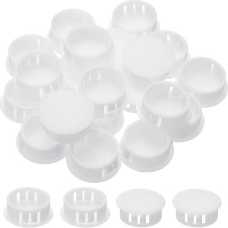Bouchons en plastique pour trous, lot de 34 pièces, 25 mm (1 pouce), bouchons en plastique pour vis, clips, œillets, pour fixation de câbles sur bureau, blanc (1/4)