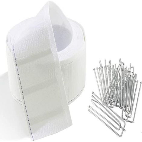 Ruban de tissu de 6 mètres, 10 crochets, kit de rideaux, ruban à crochets épaissi, ruban de tissu pour rideaux, sangle en polyester/coton.