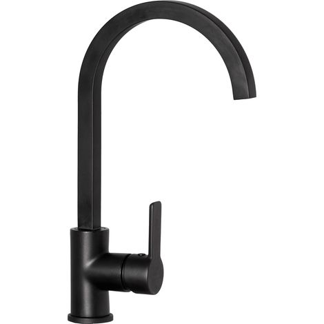 SCHOCK Miscelatore Aquacube Monocomando con Canna Alta Squadrata Curvata, Colore Nero Assoluto, h330 (1/5)