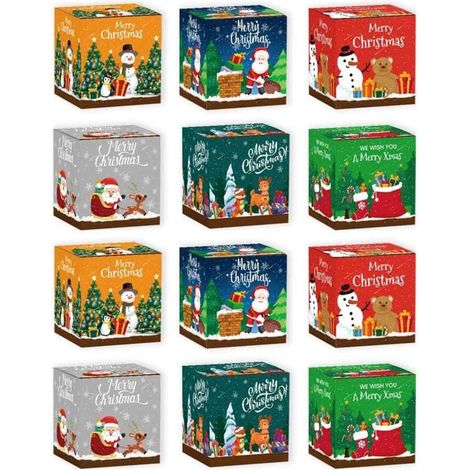 Coffrets cadeaux de Noël 12 pièces, boîtes à friandises 3D, boîtes en papier pour cadeaux de Noël, coffrets cadeaux de Noël (1/4)
