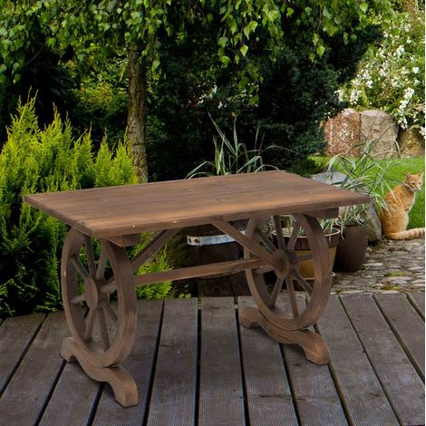 Tisch Gartentisch rustikal 110x60 Massivholz Natur OKMYHOME (1/3)