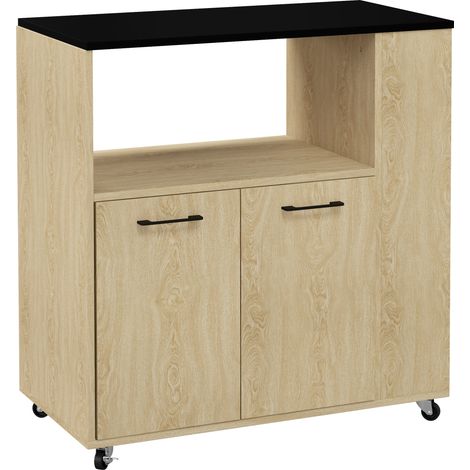 Carro de cocina 75 x 40 x 80.5 cm con ruedas dos frenos práctico moderno en tablero de partículas madera natural 210001039 (1/5)