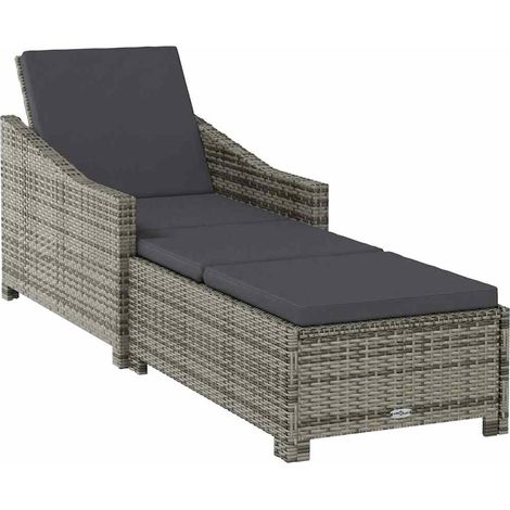 Maison Exclusive - Sonnenliege mit Dunkelgrauer Auflage Poly Ratt (1/5)