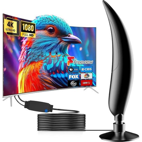 Antenne TV Intérieur TNT 4K 1080P 5M Câble Coax (1/5)