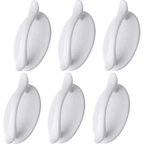Lot de 6 poignées de porte autocollantes blanches - En plastique - Pour portes et fenêtres, armoires (1/5)