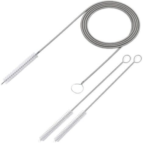 Brosse métallique longue pour nettoyage de drain de toit ouvrant de voiture et de réfrigérateur 60 pouces x 2/5 pouces (1/4)