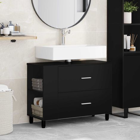 vidaXL Mobiletto da bagno Nero 80 x 35 x 60 cm Legno